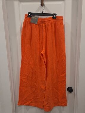 Style & Co.  Bright Orange Wide-Leg Gauze Pant